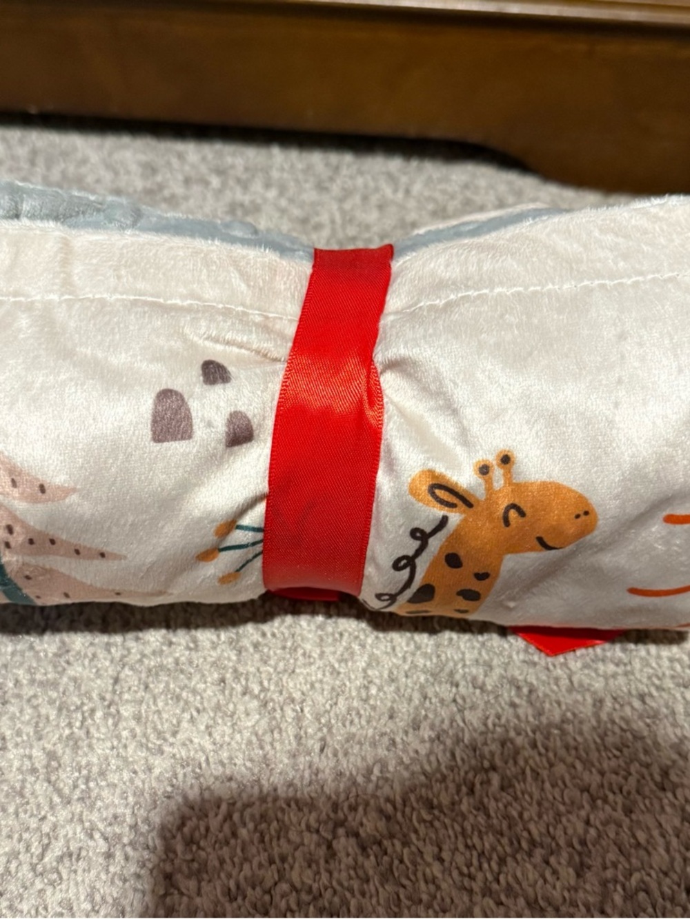 Woodland Animal Minky Baby Blanket - Cream and Gray - Picture 4 of 7